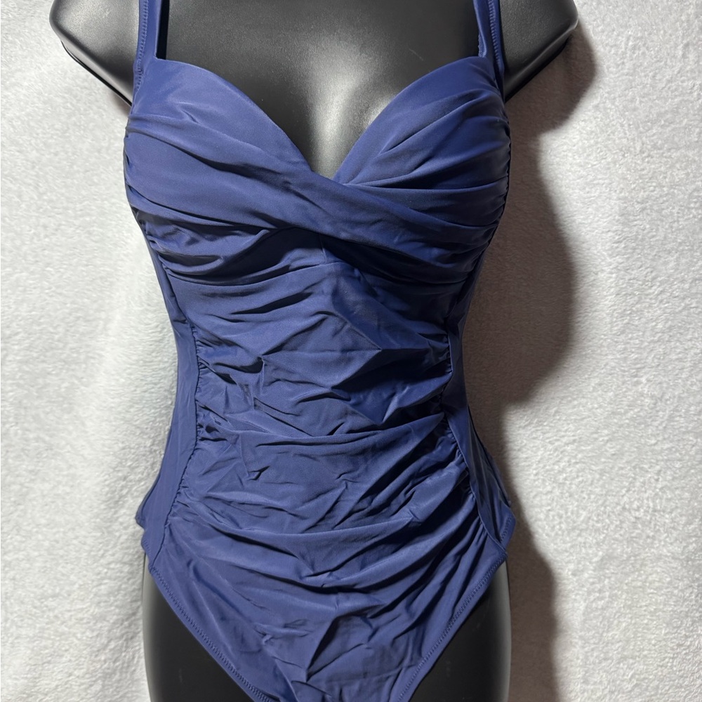 Ruched Navy One-Piece Swimsuit